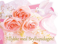 Romantisk bryllupskort med rosa roser og elegant bryllupsmotiv. Skriv din personlige lykønskning og send kortet gratis online.