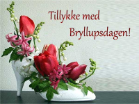 Smukt bryllupskort med røde roser og Tillykke med brylluppet-hilsen. Skriv din personlige tekst og send kortet gratis online.