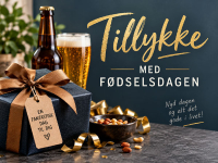 Stilfuldt fødselsdagskort til en mand med Tillykke-hilsen. Tilføj din personlige fødselsdagstekst og send kortet gratis online.