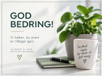 Stilrent god bedring-kort til en kollega med grønt plantemotiv. Tilføj en personlig hilsen og send kortet gratis online.