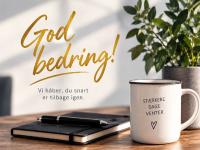 Stilrent god bedring-kort til en mand med moderne motiv. Tilføj din personlige god bedring-hilsen og send kortet gratis online.