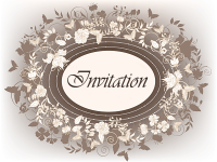 Elegant invitation med en klassisk dekorativ ramme. Tilføj din personlige invitationstekst og send invitationen gratis online.