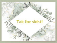 Stilrent takkekort med grøn botanisk krans og Tak for sidst-hilsen. Skriv din personlige tekst og send kortet gratis online.
