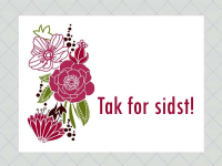 Smukt takkekort med rosa blomster og Tak for sidst-hilsen. Skriv din personlige takkehilsen og send kortet gratis online.